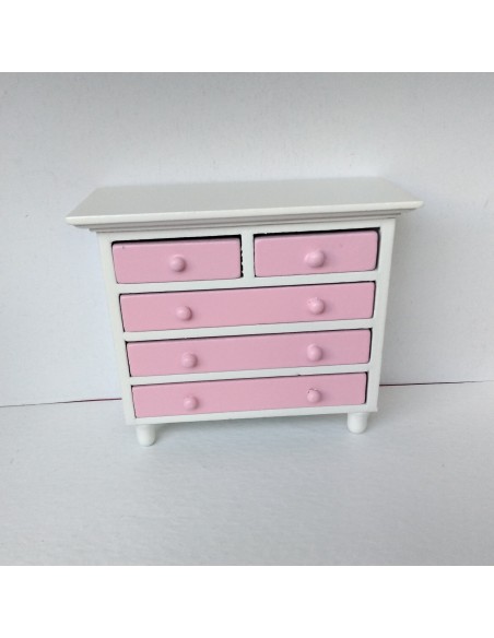 Comoda blanca y rosa
