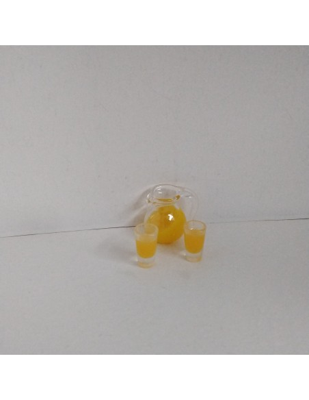 Jarra de cristal y 2 vasos, naranjada
