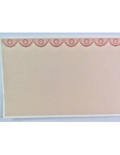 Papel  con fondo beige, rayas salmón, victoriano 48x25 cm, calidad extra
