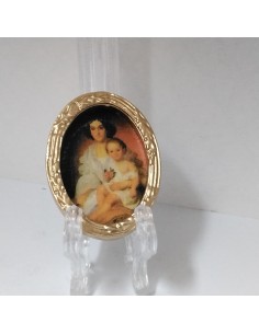 Cuadro ovalado, mujer con niño