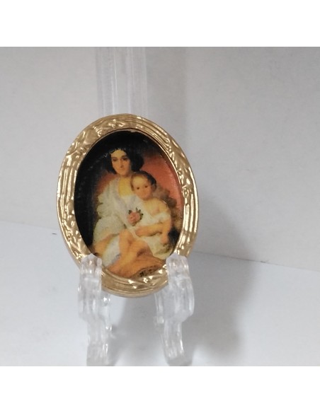 Cuadro ovalado, mujer con niño