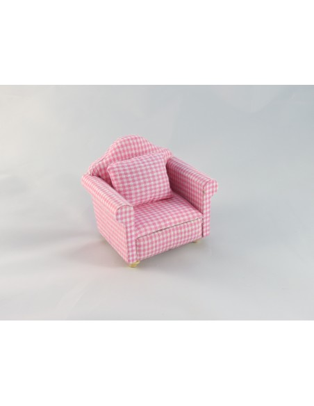 Sillón de cuadros rosa