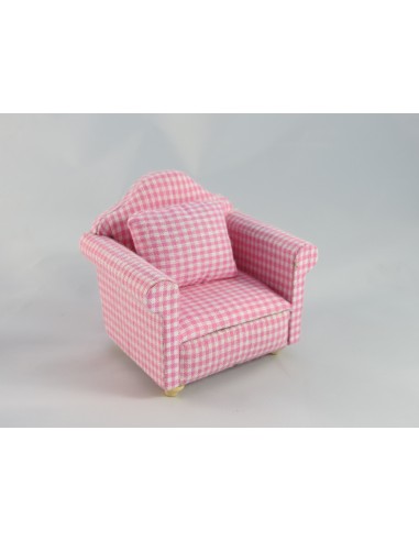 Sillón de cuadros rosa