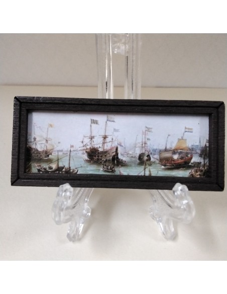 Cuadro con marco fino color madera oscura (UNIDAD)