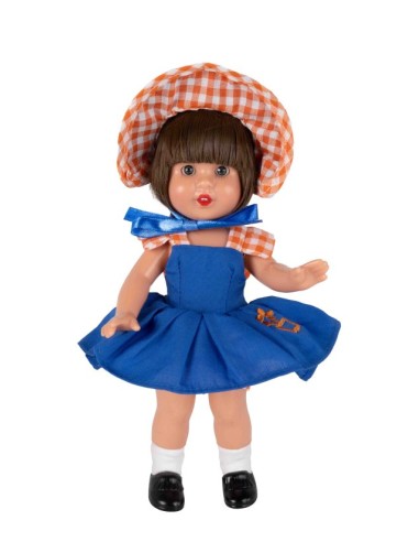 Muñeca Mini Mariquita Perez vestida de azul y naranja