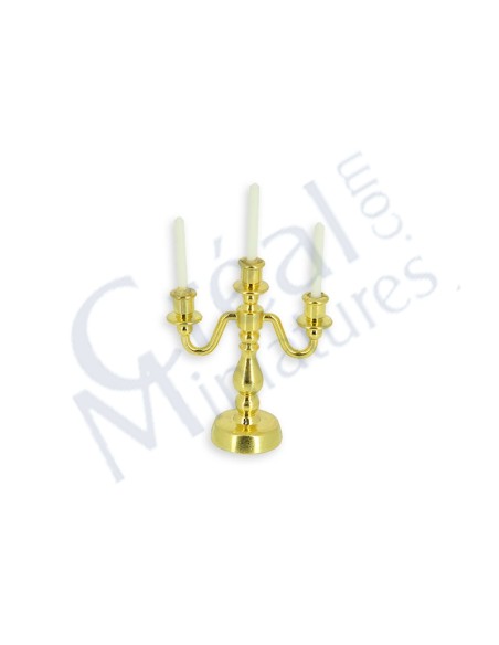 Candelabro dorado 3 brazos