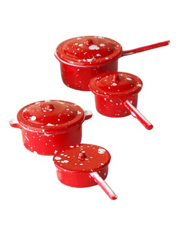 Batería de cocina roja jaspeada