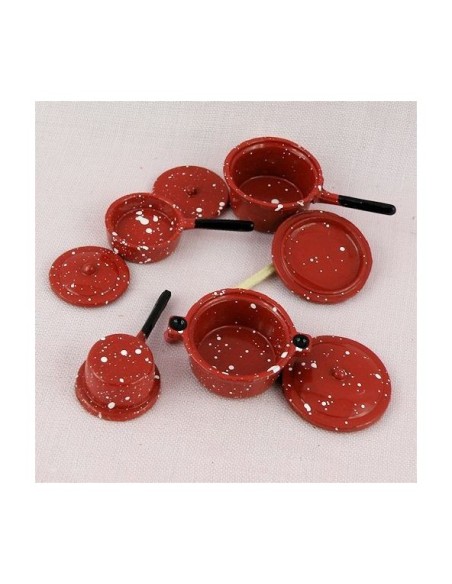 Batería de cocina roja jaspeada