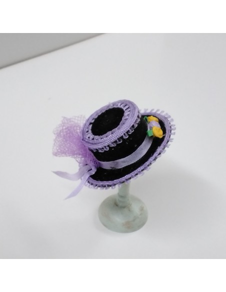 Sombrero victoriano malva soporte incluido