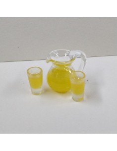 Jarra de cristal y 2 vasos,...