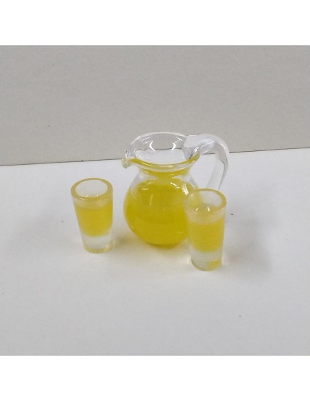 Jarra de cristal y 2 vasos, naranjada