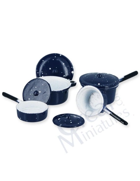 Bateria de cocina en azul