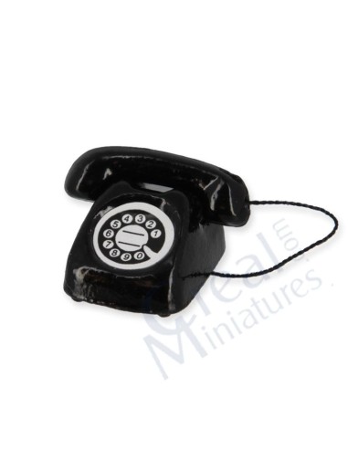 Teléfono en miniatura negro antiguo