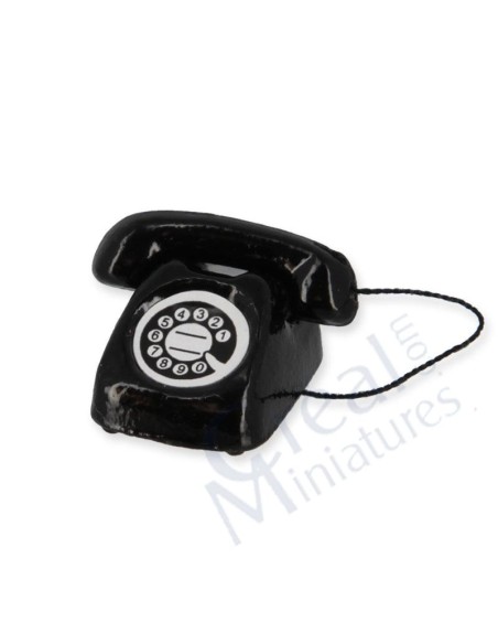 Teléfono en miniatura negro antiguo