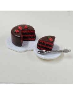 Tarta de chocolate y fresas.