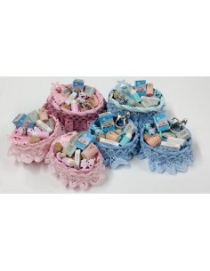 Cesta bebe en rosa o celeste