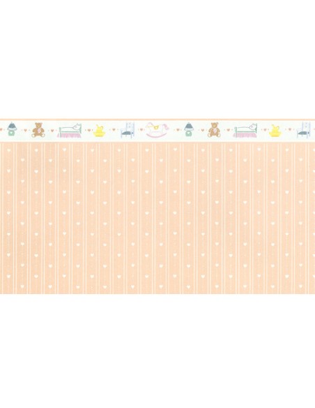 Papel infantil color melocotón y cenefa