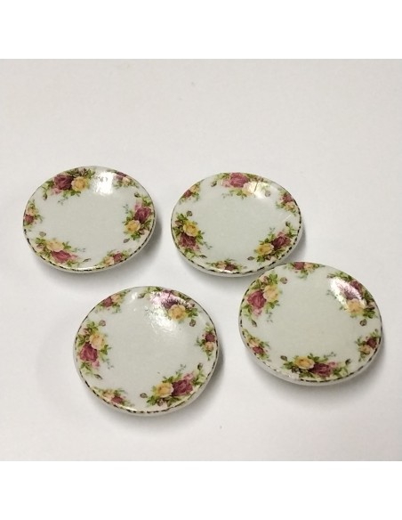 Set de 4 platos decorado con calco