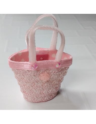 Cesta de paja trenzada, colores variados, UNIDAD