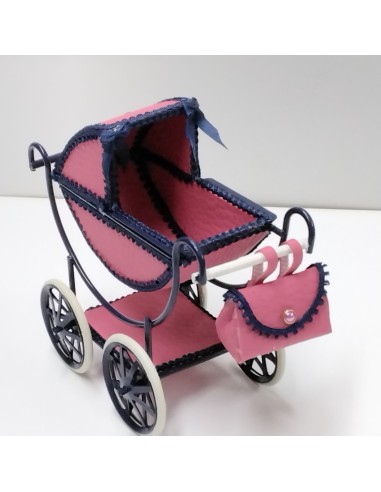 Carrito de bebe rosa y azul marino
