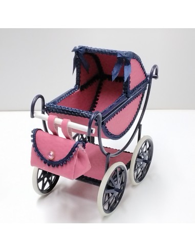 Carrito de bebe rosa y azul marino