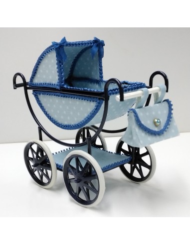 Carrito de metal azul marino y celeste