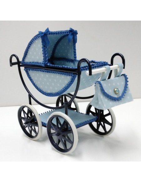 Carrito de metal azul marino y celeste