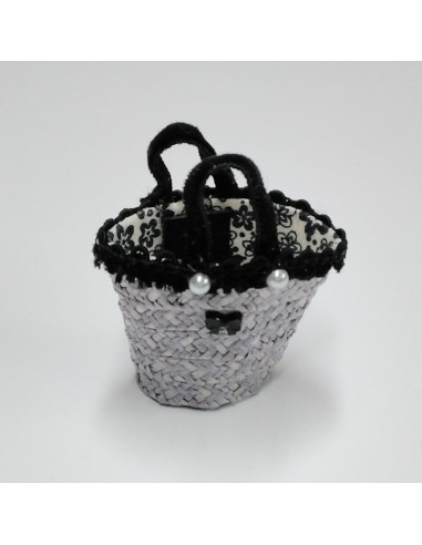 Cesta de paja trenzada, colores variados