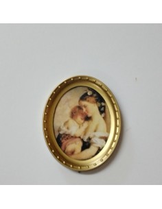 Cuadro ovalado, dama con niño