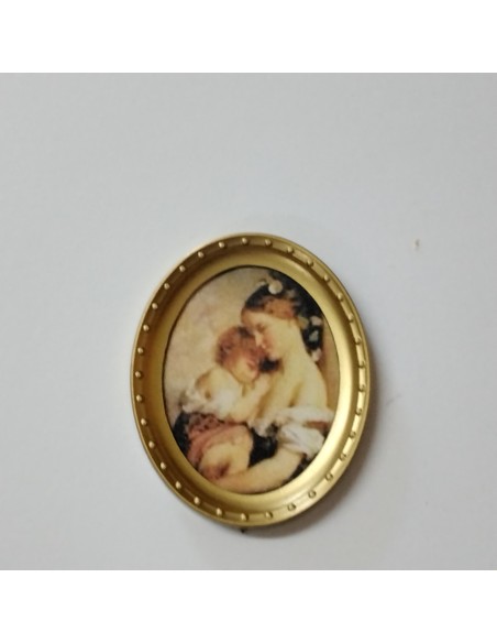 Cuadro ovalado, dama con niño