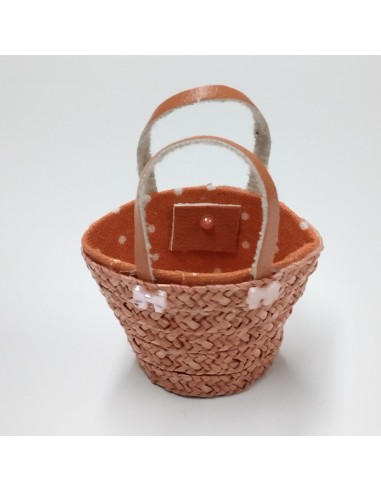 Cesta de paja trenzada, colores variados