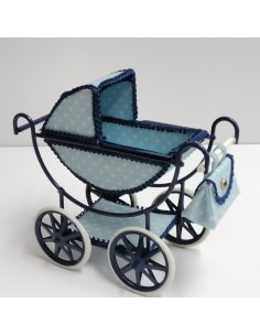 Carrito de bebe, metal azul...