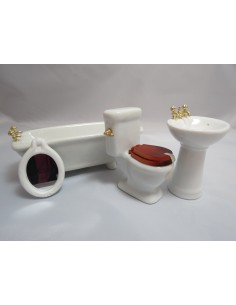 Baño 4 piezas en porcelana blanca y liso
