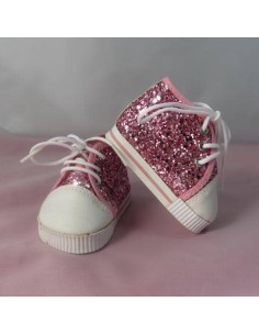 Botines rosa de brillo