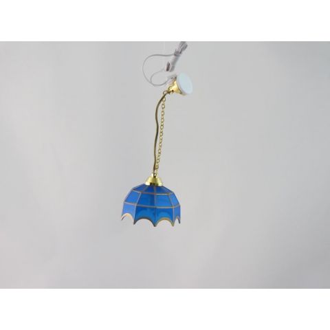 Lámpara de techo en miniatura estilo Tiffany color azul
