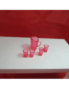 Jarra pitcher y vasos rosa 2