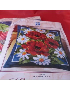 Cojin de punto de cruz, flores