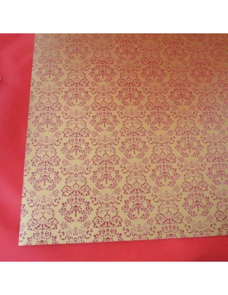 Papel fondo dorado dibujo rojo