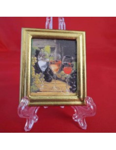 Cuadro, copas y uvas