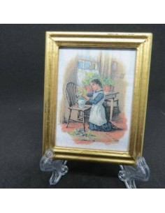 Cuadro muchacha arreglando un jarrón