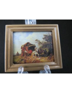 Cuadro con carreta y caballos