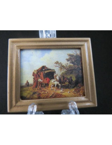 Cuadro con carreta y caballos