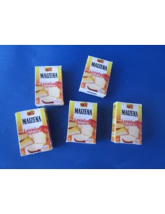 Caja de maizena vacia en miniatura