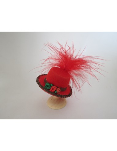 Sombrero rojo con pluma roja