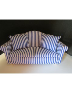 Sofá en miniatura de rayas blancas y azules