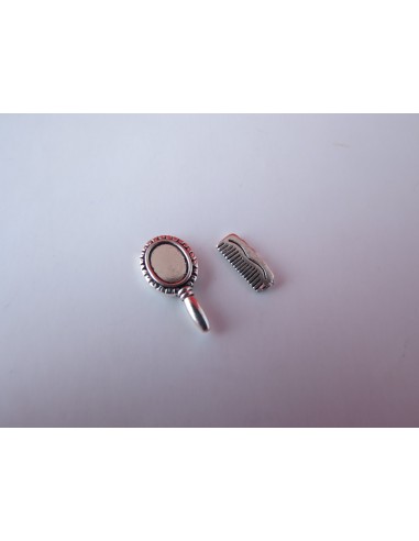 Set de peine y espejo plateados