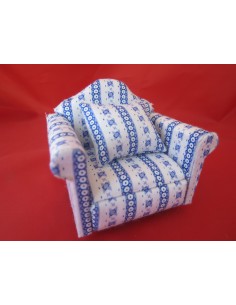 Sillón en miniatura estampado azul (nuevo tapizado)