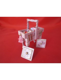 Costurero de 2 pisos con patas en rosa