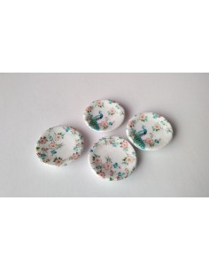 4 platos decorados con calco